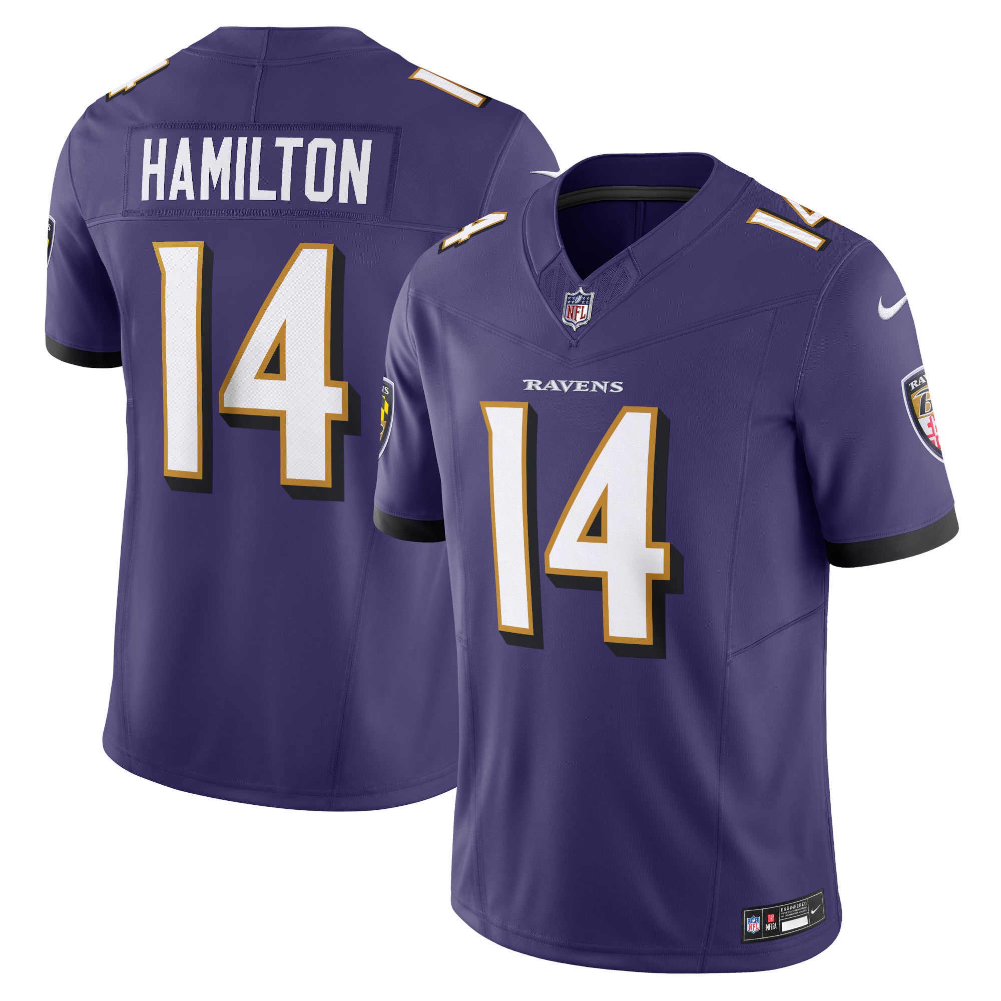 Kyle Hamilton Baltimore Ravens Nike Alternate Vapor F.U.S.E. Limited Jersey - Black/Purple - Image 6