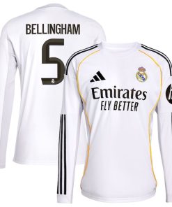 Jude Bellingham Los Merengues adidas 2025/26 Home Replica Long Sleeve Jersey - White