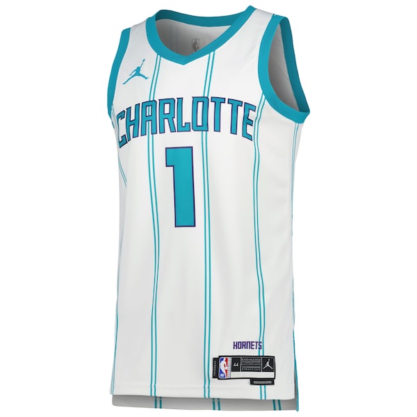 LaMelo Ball Charlotte Hornets Jordan Brand Unisex Swingman Jersey - Association Edition - White/Teal - Image 3