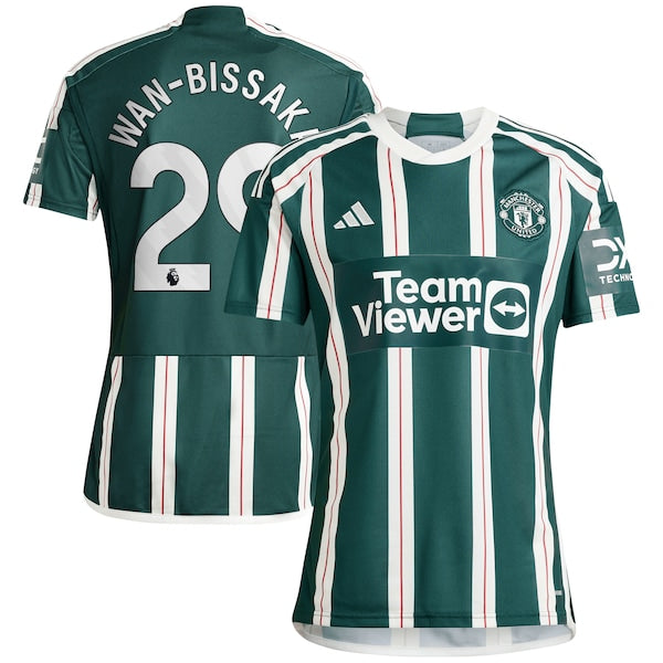 Aaron Wan-Bissaka Manchester United adidas 2023/24 Away Replica Player Jersey - Green/Red - Image 2