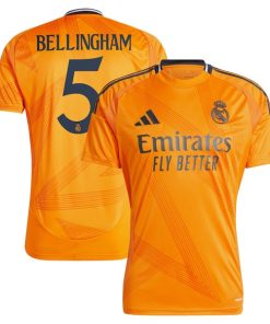 Alternative view of Jude Bellingham Los Merengues adidas 2024/25 Away Replica Player Jersey - Orange