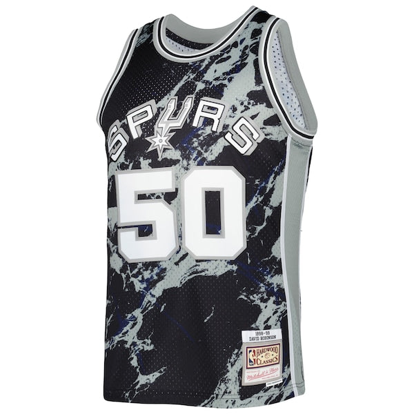 David Robinson San Antonio Spurs 1998/99 Hardwood Classics Marble Swingman Jersey - Black - Image 2