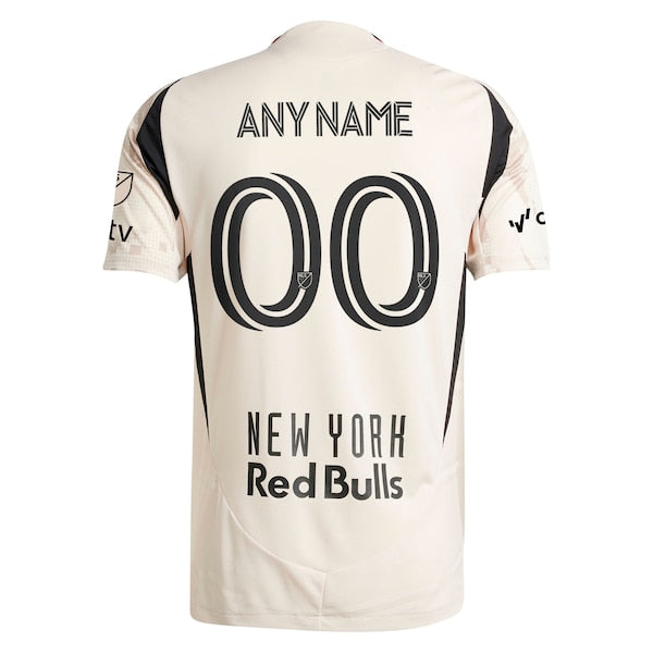New York Red Bulls adidas 2025 Stone Kit Authentic Custom Jersey - Tan - Image 3
