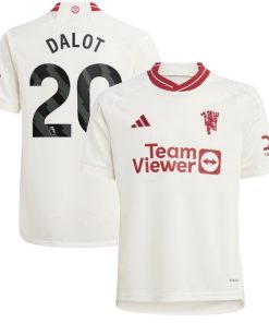 Diogo Dalot Manchester United adidas Youth 2023/24 Third Replica Player Jersey - White