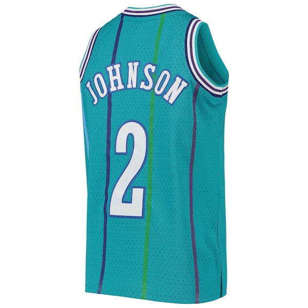 Larry Johnson Charlotte Hornets Youth 1992/93 Hardwood Classics Swingman Jersey - Teal - Image 3