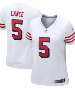 Alternative view of Trey Lance San Francisco 49ers Nike Women's Player Jersey - White/Scarlet