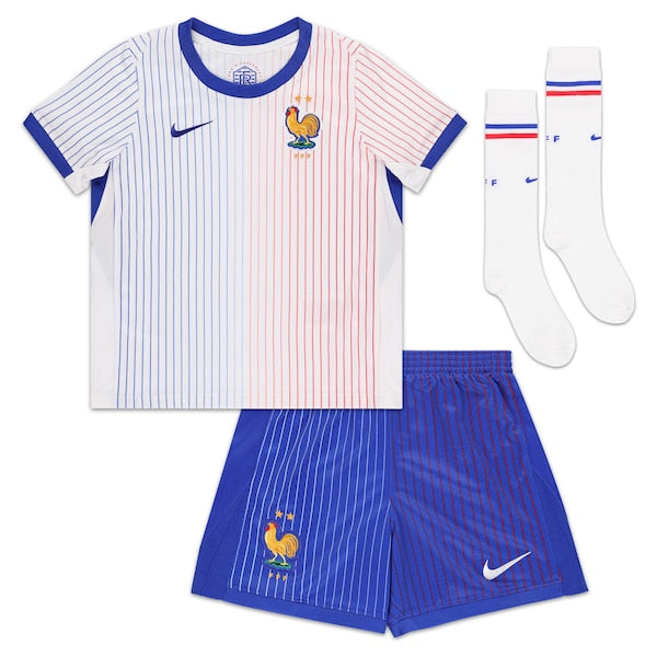 France National Team Nike Preschool 2024 Away Replica Stadium Kit Set - White - Image 2