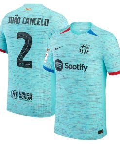 Joao Cancelo Barcelona Nike 2023/24 Third Authentic Jersey - Aqua/Royal/White