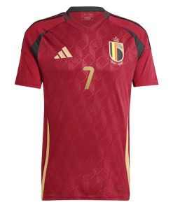 Alternative view of Kevin De Bruyne Belgium National Team adidas 2024 Home Replica Player Jersey - Burgundy