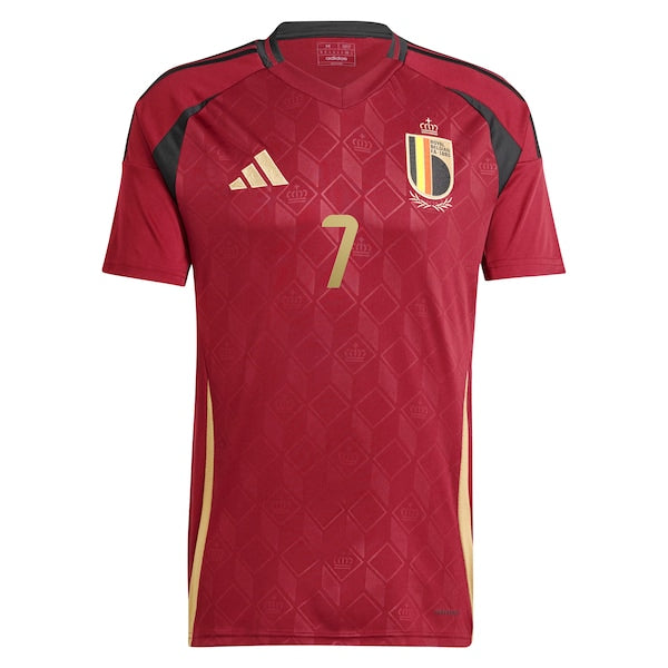 Kevin De Bruyne Belgium National Team adidas 2024 Home Replica Player Jersey - Burgundy - Image 2