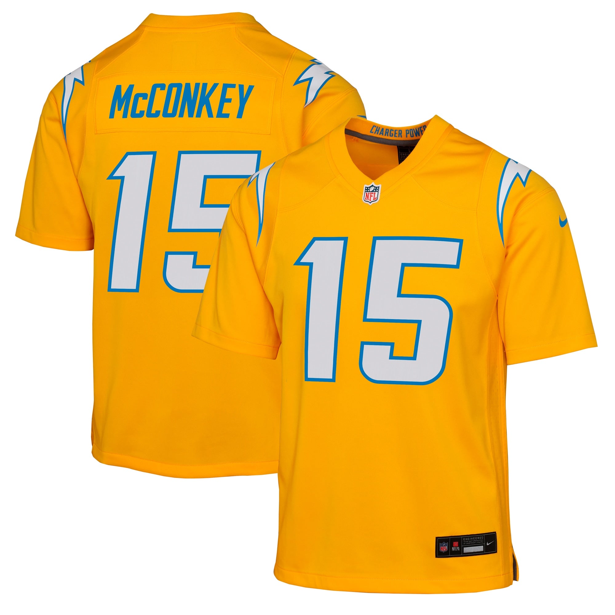 Ladd McConkey Los Angeles Chargers Nike Youth Alternate Super Chargers Game Player Jersey - Navy/Gold - Image 6