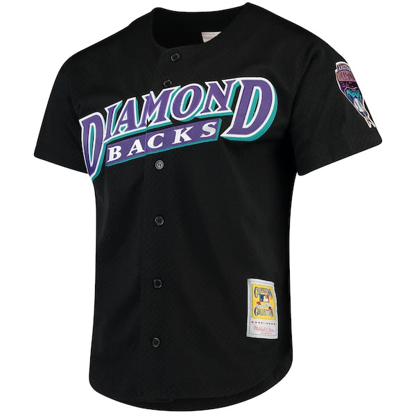 Randy Johnson Arizona Diamondbacks Cooperstown Collection Mesh Batting Practice Button-Up Jersey - Black - Image 2