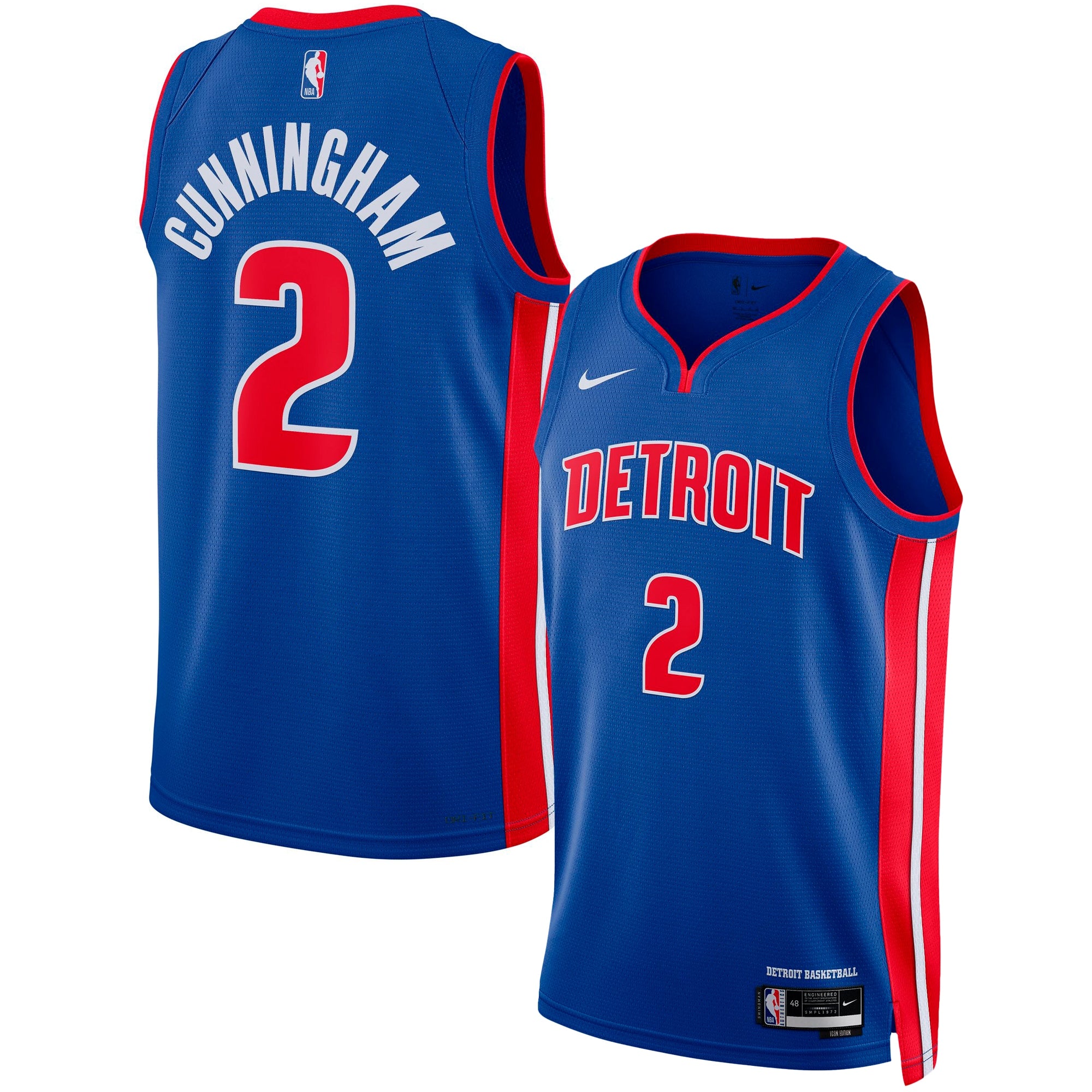 Cade Cunningham Detroit Pistons Nike Unisex Swingman Jersey - Statement Edition - Black/Blue/White - Image 4