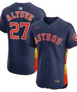 Alternative view of Jose Altuve Houston Astros Nike Alternate 2 Elite Player Jersey - Navy/Orange