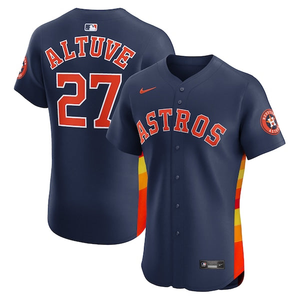 Jose Altuve Houston Astros Nike Alternate 2 Elite Player Jersey - Navy/Orange - Image 2