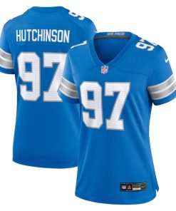 Alternative view of Aidan Hutchinson Detroit Lions Nike Women's Game Jersey - Blue/Black/White