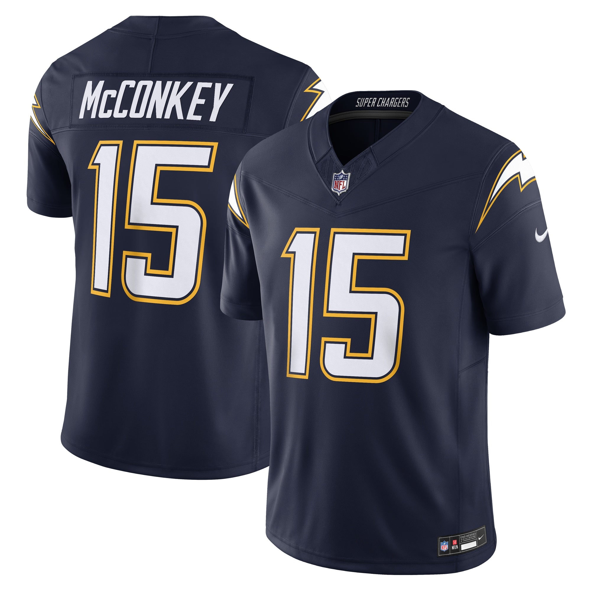 Ladd McConkey Los Angeles Chargers Nike Alternate Charger Power Vapor F.U.S.E. Limited Jersey - Gold/Navy/Powder Blue - Image 7