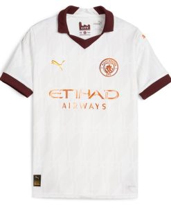 Alternative view of Phil Foden Manchester City Puma Youth 2023/24 Away Replica Player Jersey - White