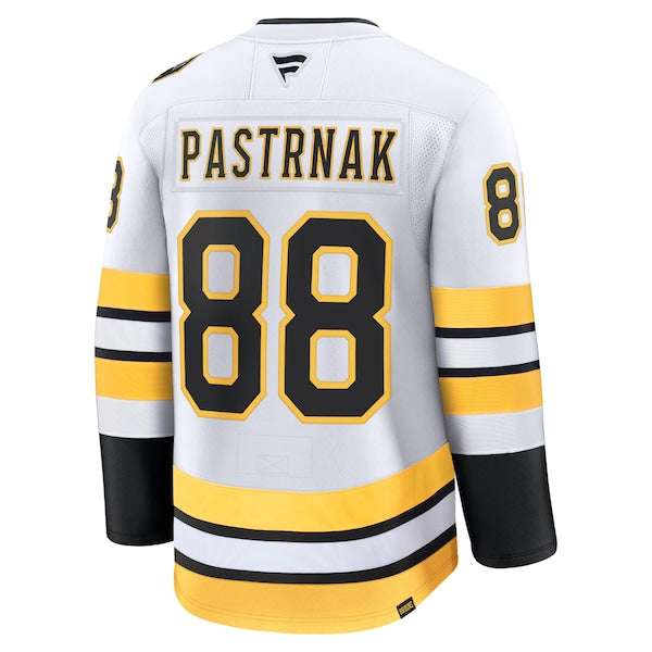 David Pastrnak Boston Bruins Away Premium Player Jersey - White/Black - Image 4