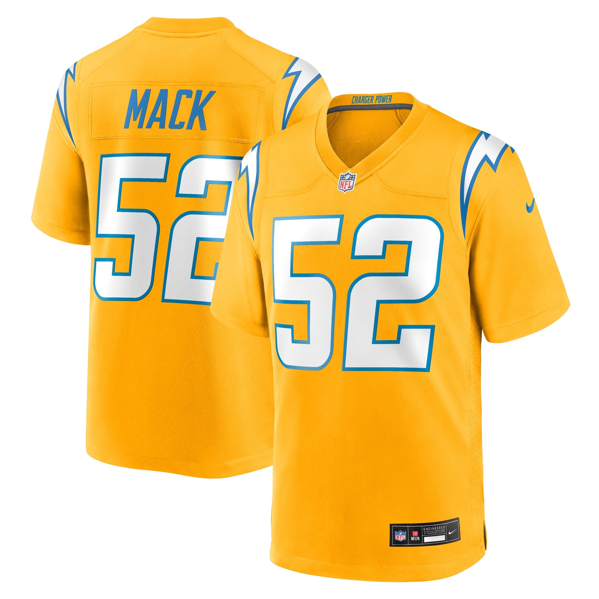 Khalil Mack Los Angeles Chargers Nike Alternate Super Chargers Game Player Jersey - Navy/Gold - Image 6
