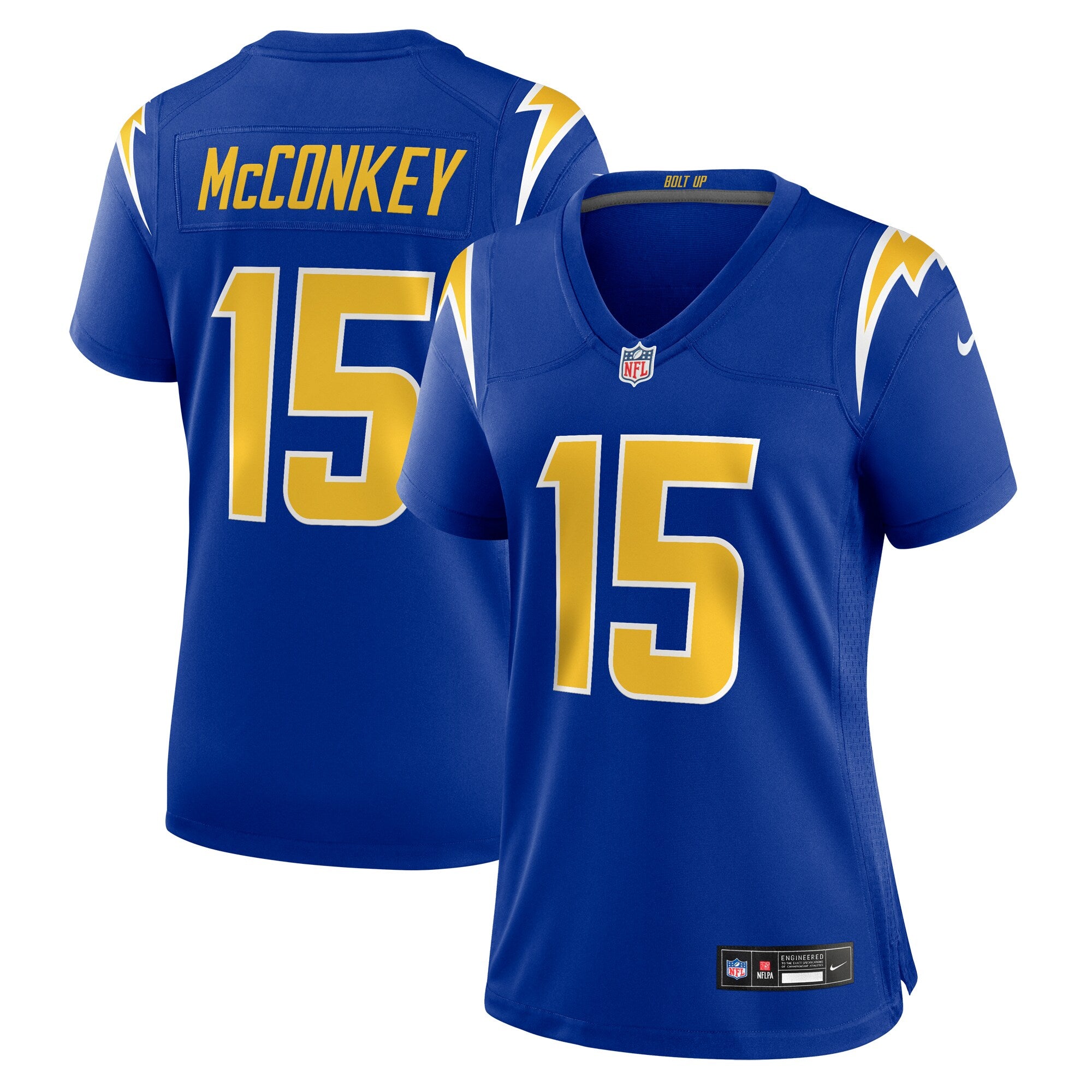 Ladd McConkey Los Angeles Chargers Nike Women's Game Jersey - White/Navy/Royal - Image 6