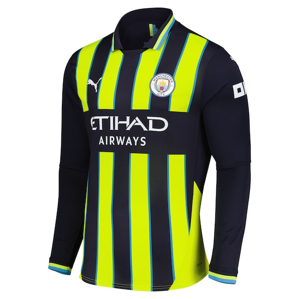 Manchester City Puma 2024/25 Away Replica Long Sleeve Custom Jersey - Navy - Image 3