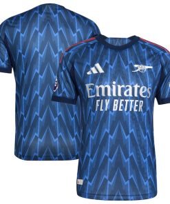 Alternative view of Arsenal adidas 2025/26 Away Authentic Jersey with Patch - Blue/Red