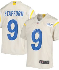 Alternative view of Matthew Stafford Los Angeles Rams Nike Youth Game Jersey - Cream/Royal/White