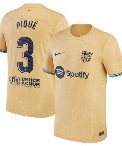 Gerard Pique Barcelona Nike 2022/23 Away Replica Player Jersey - Gold