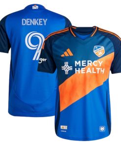 K¨¦vin Denkey FC Cincinnati adidas 2025 Orange and Blue Legacy Kit Authentic Player Jersey - Blue