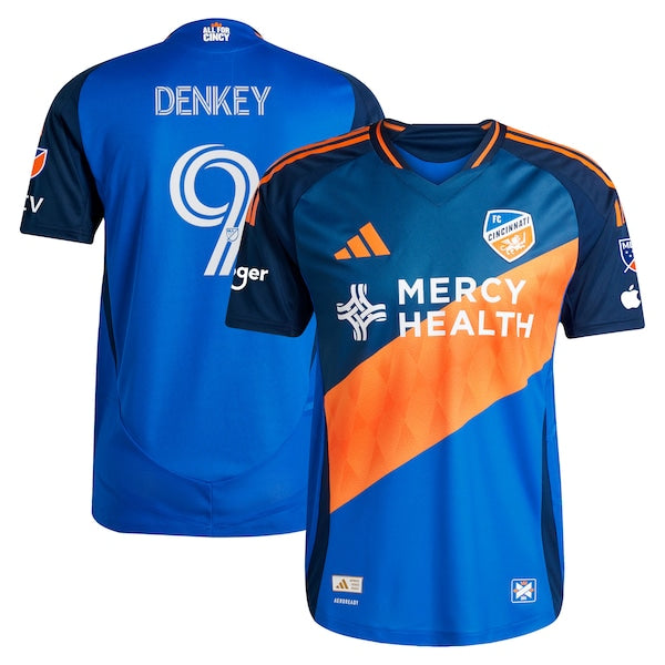 K¨¦vin Denkey FC Cincinnati adidas 2025 Orange and Blue Legacy Kit Authentic Player Jersey - Blue