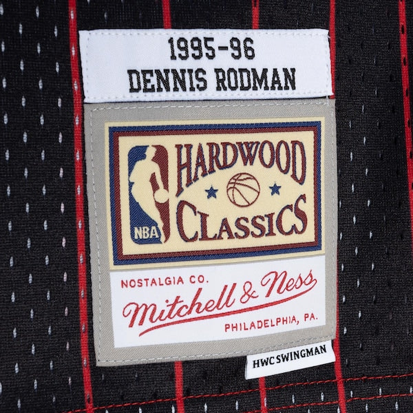 Dennis Rodman Chicago Bulls Hardwood Classics 1995/96 Split Swingman Jersey - Red/Black - Image 4