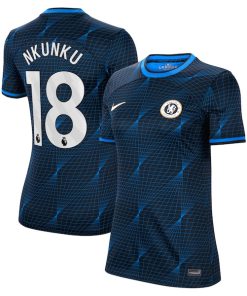 Alternative view of Christopher Nkunku Chelsea Nike Women's 2023/24 Away Stadium Replica Player Jersey - Navy/Blue