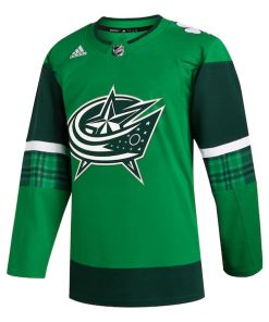 Alternative view of Columbus Blue Jackets adidas 2023 St. Patrick's Day Primegreen Authentic Jersey - Kelly Green