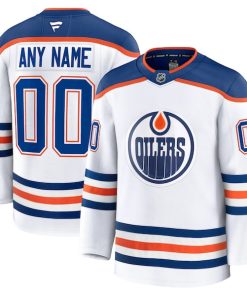 Alternative view of Edmonton Oilers  Away Premium Custom Jersey - White/Royal