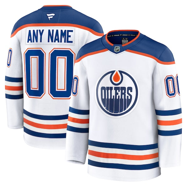 Edmonton Oilers Away Premium Custom Jersey - White/Royal - Image 2