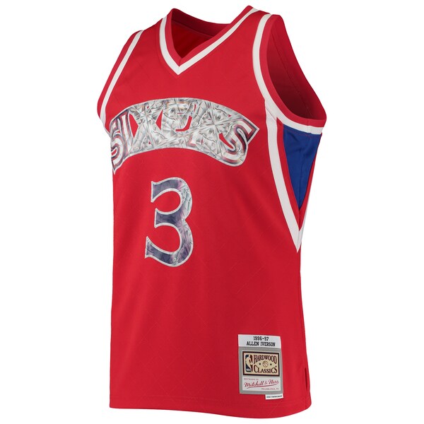 Allen Iverson Philadelphia 76ers 1996/97 Hardwood Classics NBA 75th Anniversary Diamond Swingman Jersey - Red - Image 2