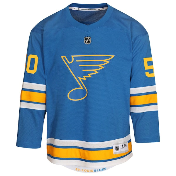 Jordan Binnington St. Louis Blues Outerstuff Youth Home Replica Player Jersey - Blue - Image 2