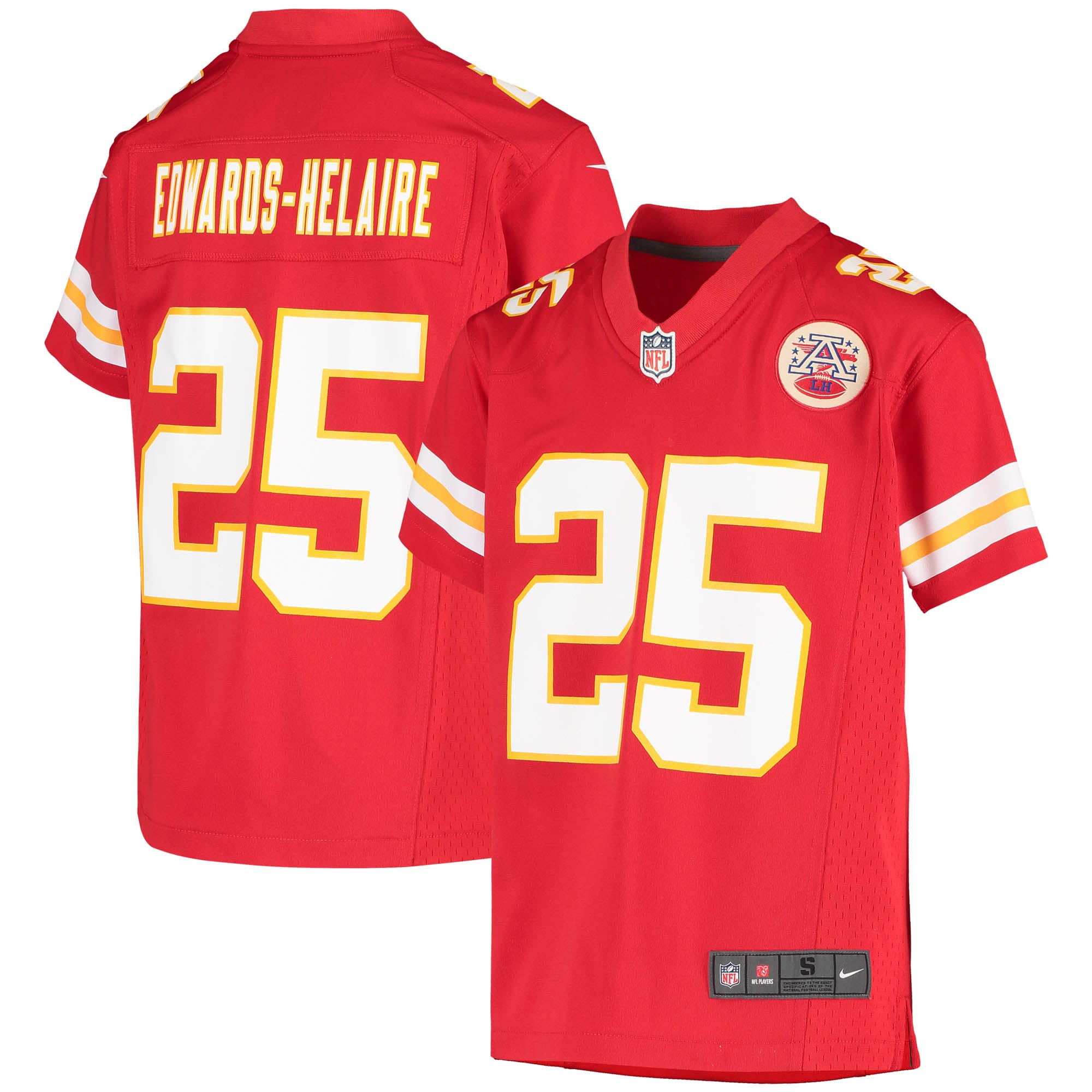 Clyde Edwards-Helaire Kansas City Chiefs Nike Youth Game Jersey - White/Red - Image 6