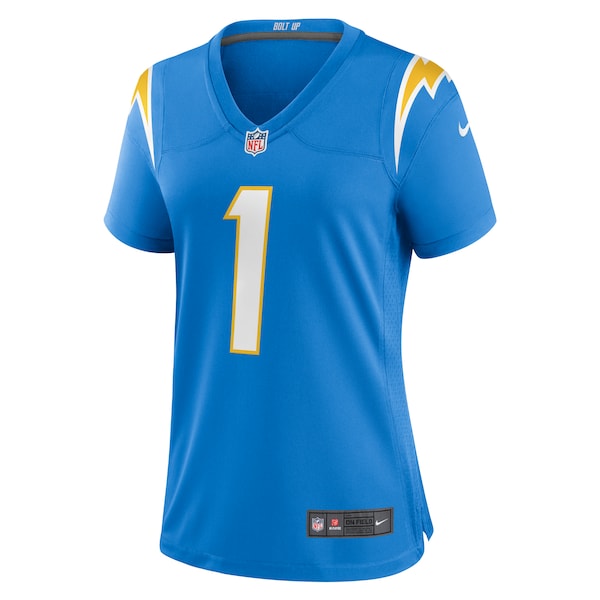 Number 1 Mom Los Angeles Chargers Nike Women's Game Jersey - Powder Blue - Image 2