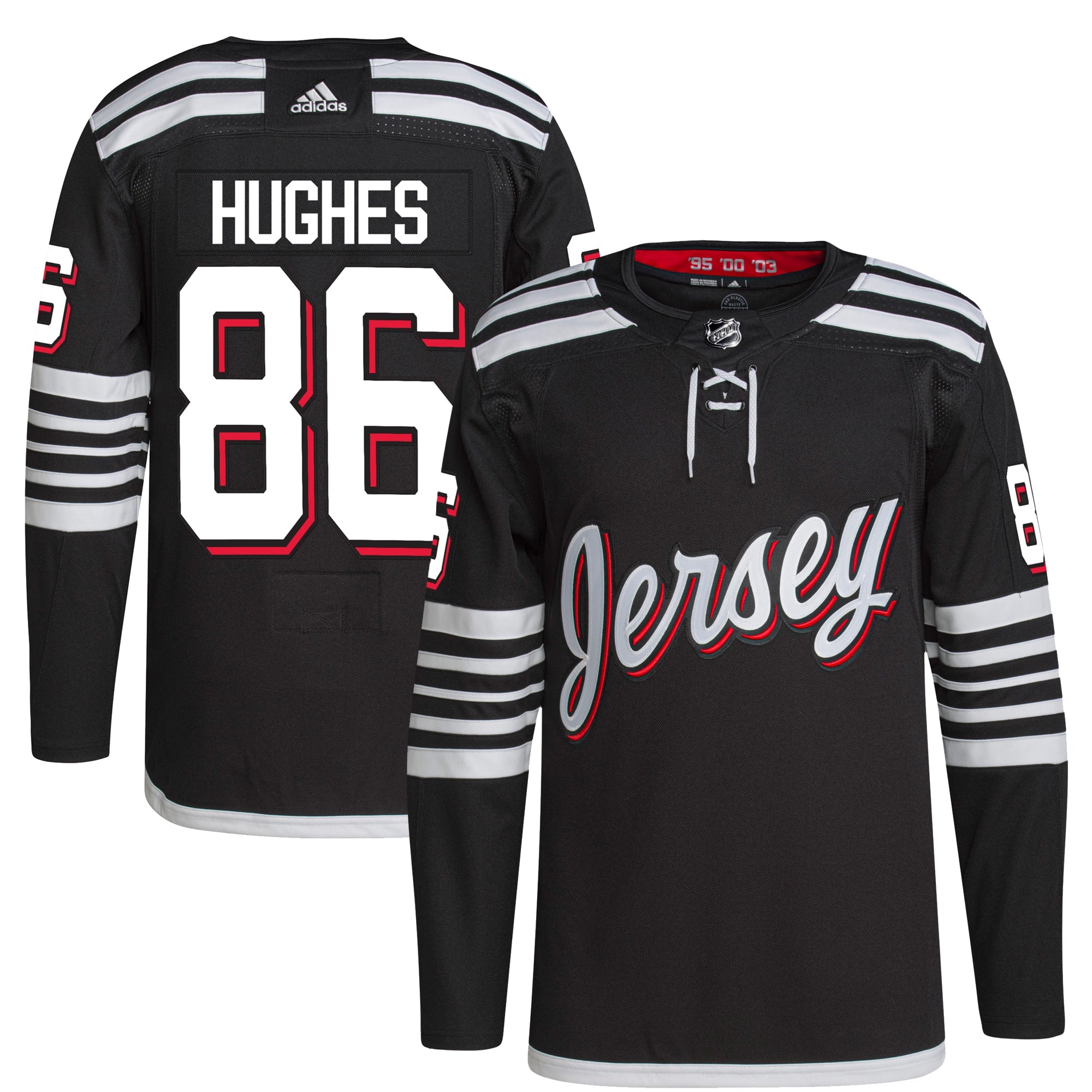 Jack Hughes New Jersey Devils adidas Home Primegreen Authentic Player Jersey - Red/Black - Image 5