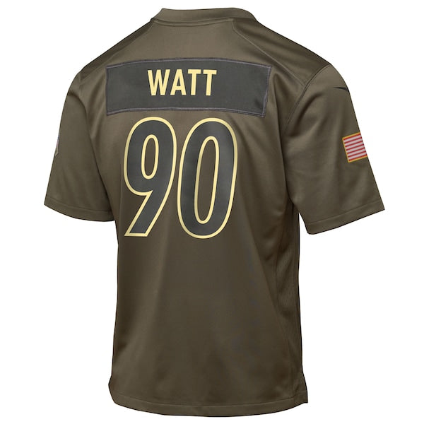 T.J. Watt Pittsburgh Steelers Nike Youth 2025 Salute to Service Game Jersey - Olive - Image 3