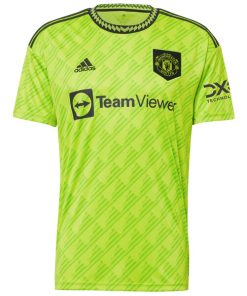 Alternative view of Tyrell Malacia Manchester United adidas 2022/23 Third Replica Player Jersey - Neon Green
