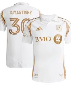 David Martinez LAFC adidas 2025 Secondary Authentic Player Jersey - White