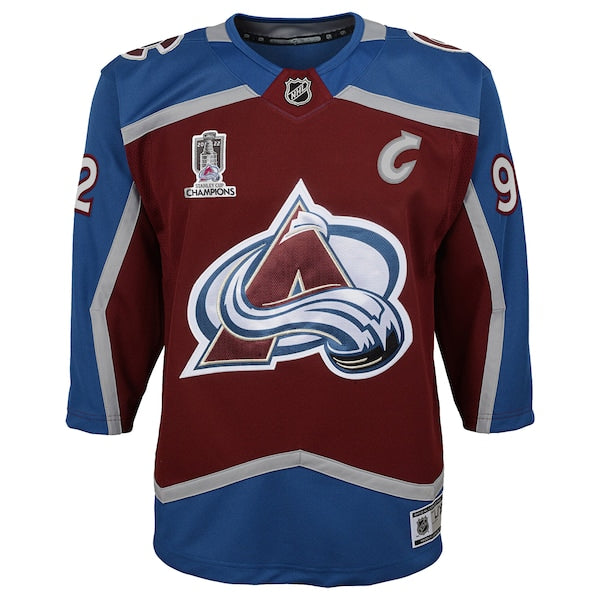 Gabriel Landeskog Colorado Avalanche Youth Home 2022 Stanley Cup Champions Premier Player Jersey - Burgundy - Image 2