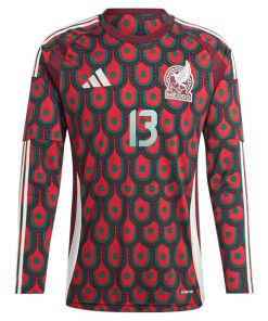 Alternative view of Guillermo Ochoa Mexico National Team adidas 2024 Home Replica Player Long Sleeve Jersey - Burgundy