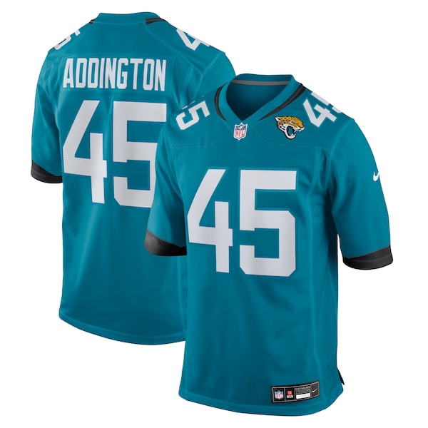 Tucker Addington Jacksonville Jaguars Nike Team Game Jersey - Teal