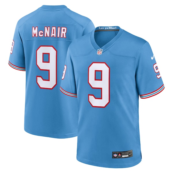 Steve McNair Tennessee Titans Nike Oilers Throwback Retired Player Game Jersey - Light Blue/Navy - Image 2