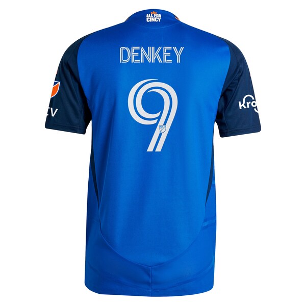 K¨¦vin Denkey FC Cincinnati adidas 2025 Orange and Blue Legacy Kit Authentic Player Jersey - Blue - Image 3