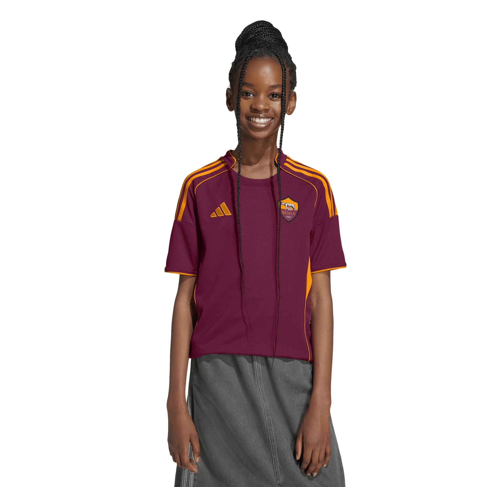 AS Roma adidas Youth 2025/26 Third Replica Jersey - White/Red - Image 9